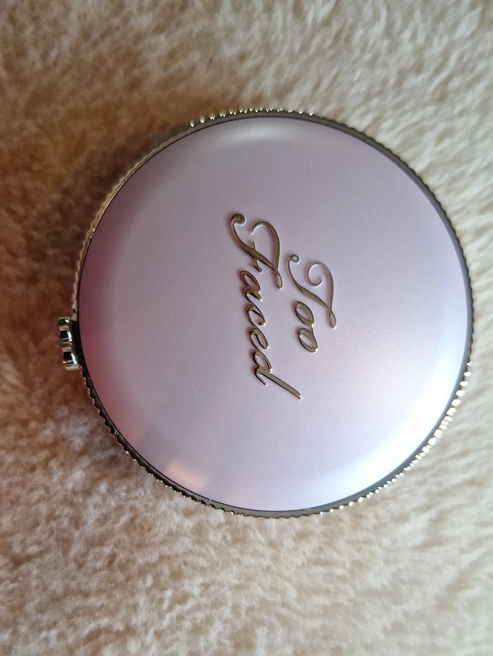 Too Faced Light Pink Round Compact with Mirror..